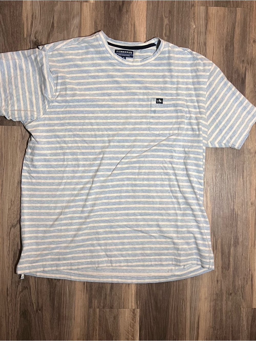 Fish Hippie Co. Classic Striped Pocket T-shirt Size XL Blue Fishing